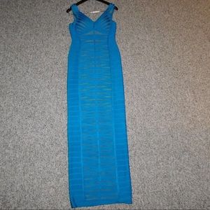 Body con ribbed blue vibrant dress